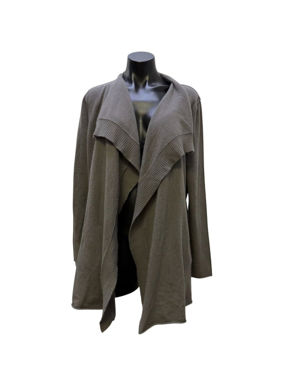 360 Cashmere Gray Open Front Cardigan Long Sleeve Size L